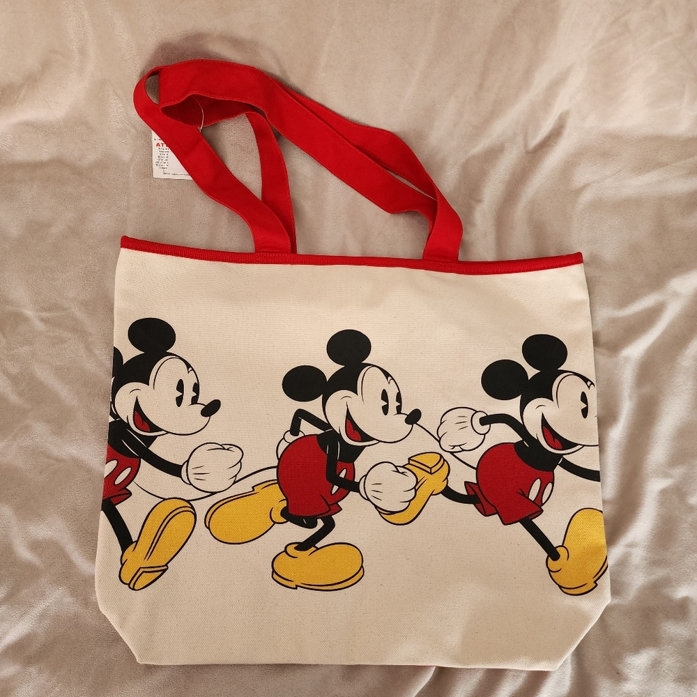 Disney Canvas Mickey Mouse Trio Tote Bag in Red, Yellow, Black